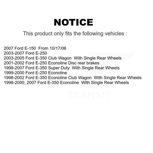 Rear Brake Rotor And Semi-Metallic Pad Kit For Ford E-350 Super Duty E-250 Econoline Club K8F-101584