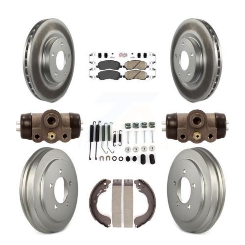 Front Rear Brake Rotor Ceramic Pad & Coated Drum Kit For Jeep Patriot Compass Dodge KGA-104487