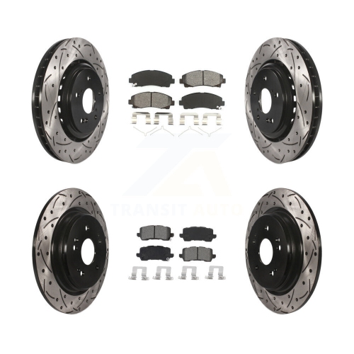 Front Rear Coat Drill Slot Disc Brake Rotor Semi-Metallic Pad Kit For 2015-2020 Acura TLX KDS-100638