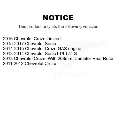 Disques de frein à disque recouverts à l'avant et plaquettes en céramique pour Chevrolet Cruze Sonic Limited KGT-100647
