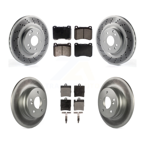 Front Rear Coated Brake Rotors Semi-Metallic Pad Kit For Mercedes-Benz C230 SLK350 CLK350 KGF-100978