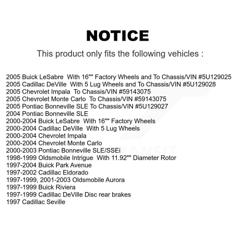 Kit disque de frein avant et plaquettes en céramique pour Chevrolet Impala Buick LeSabre Cadillac DeVille 8 A-103974