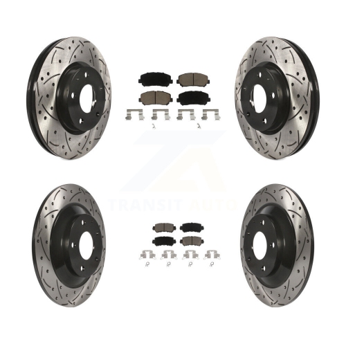 Front Rear Coated Drilled Slot Disc Brake Rotors Ceramic Pad Kit For 2013-2015 Mazda CX-5 KDC-100559