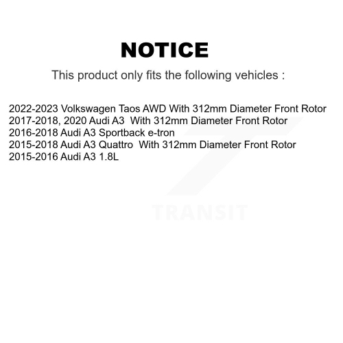 Front Rear Coat Brake Rotor Ceramic Pad Kit For Volkswagen Taos Audi A3 Quattro Sportback KGT-101985