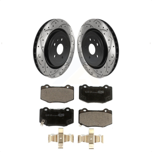 TRANSIT AUTO  Rear Coated Drilled Slotted Disc Brake Rotors And Ceramic Pad Kit for Chevrolet Camaro Ss Kdt-100718