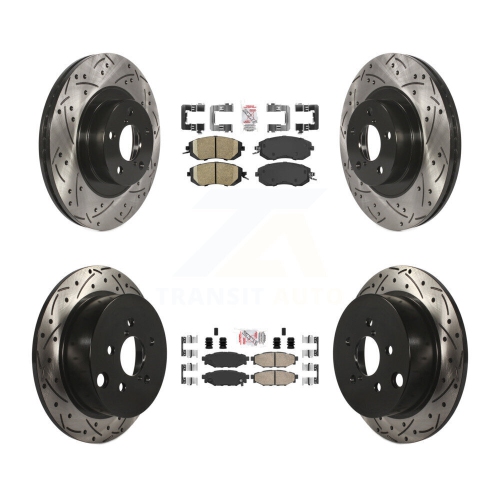 Front Rear Ceramic Pad Drilled Slot Disc Brake Rotor Kit For Subaru