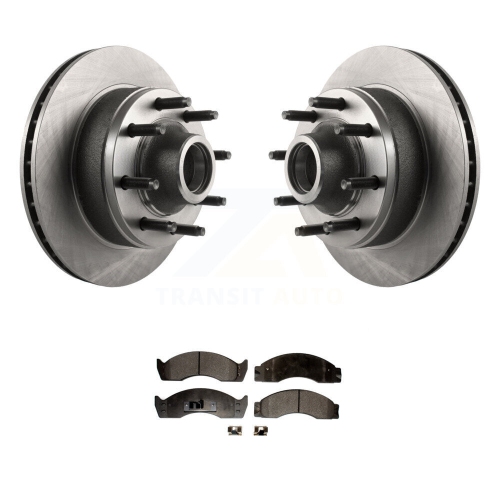 Moyeu de disque de frein avant et ensemble de plaquettes semi-métalliques pour Ford E-450 Econoline Super Duty K8F-100670