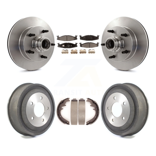 TRANSIT AUTO  Front Rear Brake Rotors Semi-Metallic Pad & Drum Kit for Ford E-150 Econoline 2-Wheel Abs K8F-103413