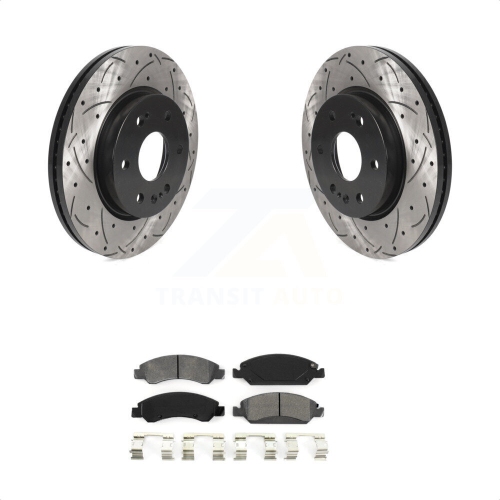 TRANSIT AUTO  Front Drilled Slot Disc Brake Rotor Semi-Metallic Pad Kit for Chevrolet Silverado 1500 Ld Kds-100889