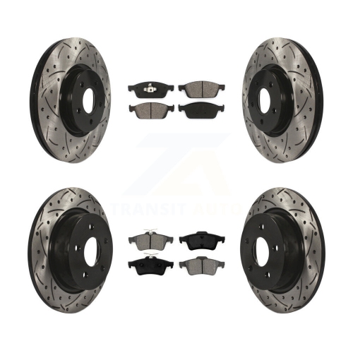 Image 1 de 10.. Kit de plaquettes semi-métalliques de rotor de frein à fente forée à l'avant pour Ford Escape Transit Connect KDS-100295