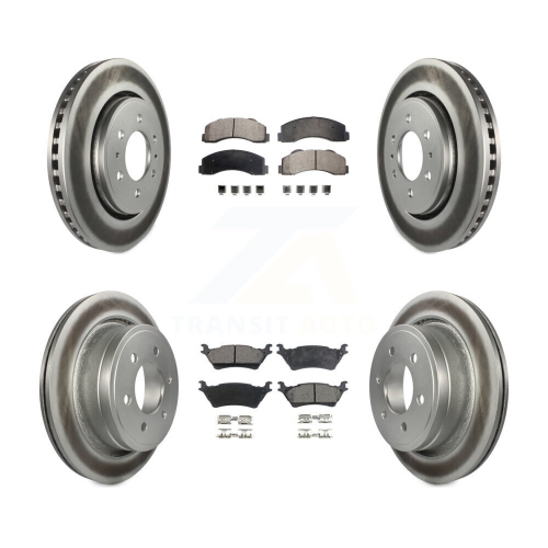 Image 1 of 10.. Front Rear Coated Disc Brake Rotors And Ceramic Pads Kit For Ford F-150 KGT-100704