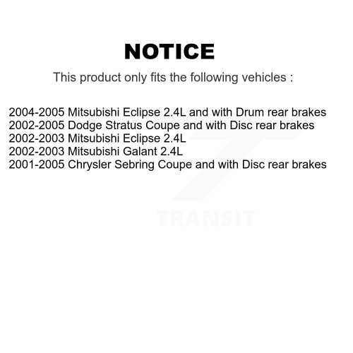 Kit de tambours en céramique pour disque de frein avant arrière pour Chrysler Sebring Mitsubishi Eclipse Dodge 8&nbsp;A-104912