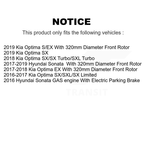 Front Coated Disc Brake Rotors And Ceramic Pads Kit For Hyundai Sonata Kia Optima KGT-100490