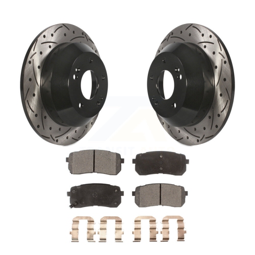 Image 1 de 10.. Plaquettes semi-métalliques pour disques de frein à fente enduits à l'arrière pour Kia Sedona KDF-100555 2015-2021