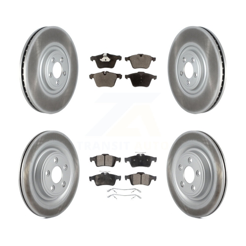 Image 1 of 10.. Front Rear Coated Disc Brake Rotors And Semi-Metallic Pads Kit For Jaguar XF KGF-102868