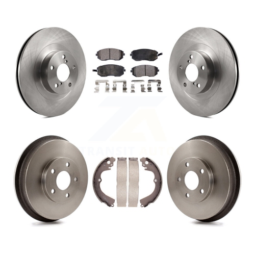 Image 1 of 10.. Front Rear Disc Brake Rotors Ceramic Pads And Drum Kit For Subaru Forester Impreza K8T-103637