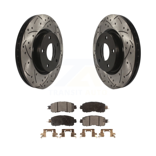 Image 1 of 10.. Front Coated Drilled Slotted Disc Brake Rotor And Semi-Metallic Pad Kit For Nissan Altima KDF-100179