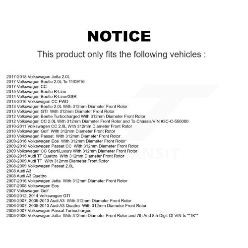 Front Drill Slot Brake Rotor Semi-Metallic Pad Kit For Volkswagen Jetta Beetle Rabbit GTI KDS-100070