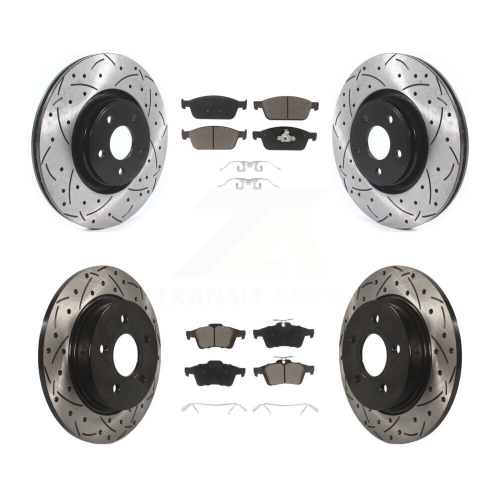 Image 1 of 10.. Front Rear Coated Drill Slot Disc Brake Rotor Ceramic Pad Kit For 2013-2018 Ford Focus ST KDC-100318