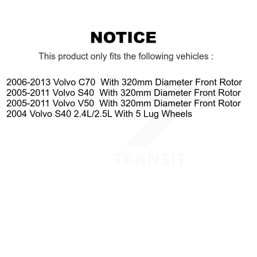 Front Rear Coated Disc Brake Rotors And Ceramic Pads Kit For Volvo S40 V50 C70 KGT-101069