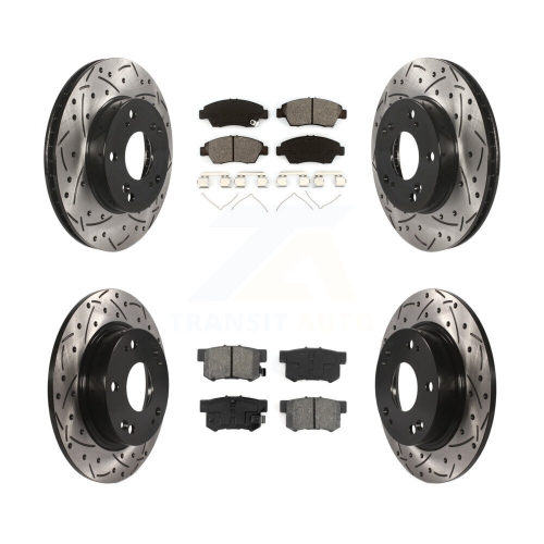 Image 1 of 10.. Front Rear Drill Slot Disc Brake Rotor Semi-Metallic Pad Kit For 2013-2015 Acura ILX 1.5L KDS-100343