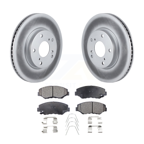 Image 1 of 10.. Front Coated Disc Brake Rotors And Semi-Metallic Pads Kit For Honda Civic KGF-100514
