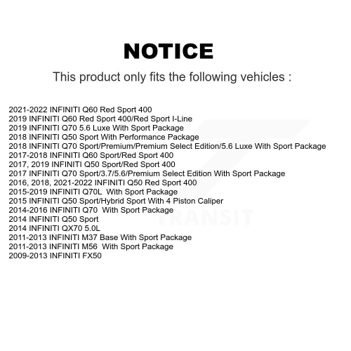 Ensemble disque de frein avant arrière et plaquettes en céramique pour 09-13 INFINITI FX50 avec étrier à deux pistons K8C-100893