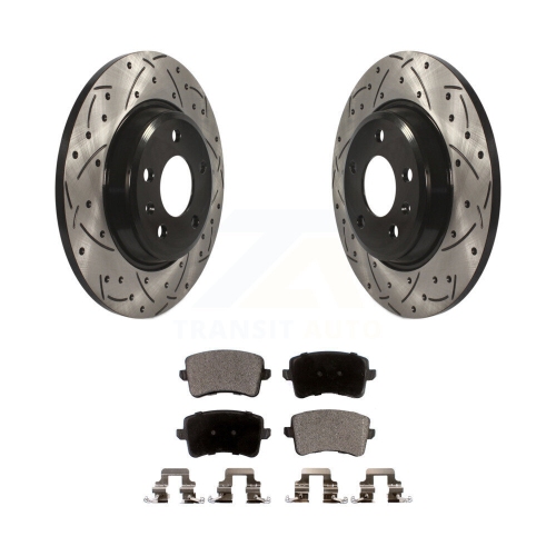 Image 1 of 10.. Rear Drilled Slot Brake Rotors Semi-Metallic Pad Kit For Audi Q5 A4 Quattro A5 allroad S5 KDF-100502