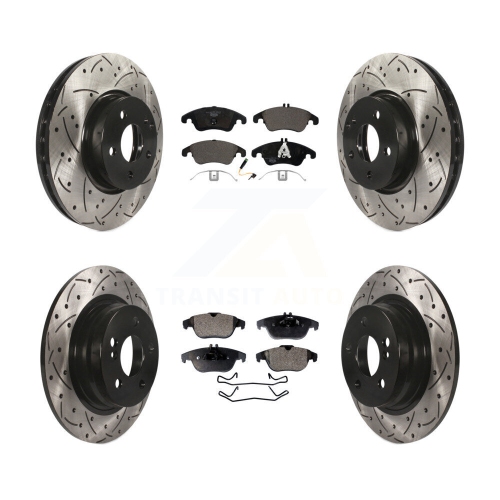 Image 1 of 10.. Front Rear Coated Drilled Slotted Disc Brake Rotor Ceramic Pad Kit For Mercedes-Benz C300 KDT-101099