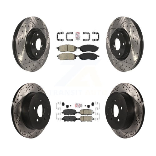 Image 1 of 10.. Front Semi-Metallic Rear Ceramic Pad Drilled Slot Disc Brake Rotors Kit For Nissan Murano KDA-100741