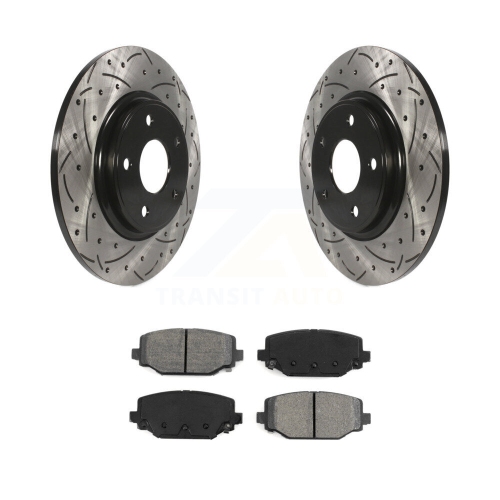 Image 1 of 10.. Rear Drill Slot Brake Rotors Semi-Metallic Pad Kit For Dodge Grand Caravan Journey Town & KDS-100431