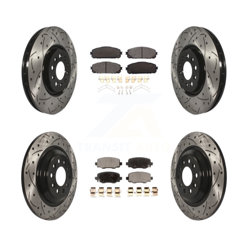 Image 1 de 10.. Disques de frein à disque perforés et enduits de revêtement à l'avant et plaquettes en céramique pour Jeep Cherokee KDT-101185