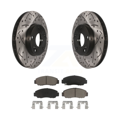 Image 1 de 10.. Ensemble de plaquettes en céramique pour disque de frein à fente avec revêtement avant pour Honda Civic Accord Acura CSX KDC-100148