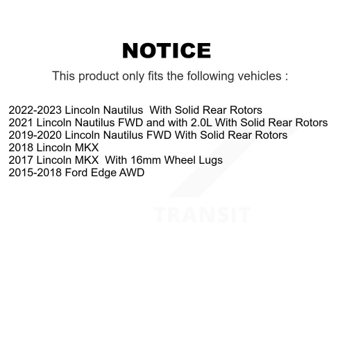 Kit de rotor de frein à fente pour perceuse à patin semi-métallique arrière en céramique avant pour Ford Edge Lincoln MKX KDA-100612