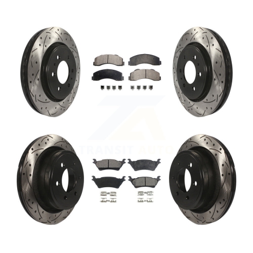 Image 1 de 10.. Disques de frein à disque perforés et plaquettes en céramique enduits de revêtement à l'avant pour Ford F-150 KDT-100227