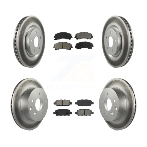 Image 1 of 10.. Front Rear Coated Disc Brake Rotors And Semi-Metallic Pads Kit For Nissan Rogue KGS-101117