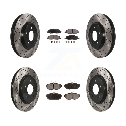 Image 1 de 10.. Kit de plaquettes semi-métalliques pour disques de frein à disque perforés à l'avant, enduites à l'arrière, pour Ford Mustang KDF-100214