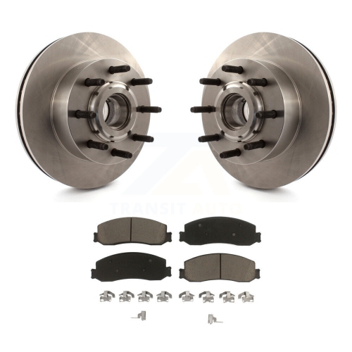 Image 1 de 10.. Ensemble moyeu de rotor de frein à disque avant et ensemble de plaquettes en céramique pour Ford F-350 Super Duty F-250 RWD K8C-102679