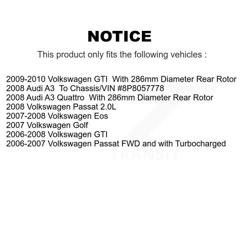 Front Semi-Metallic Rear Ceramic Pad & Brake Rotor Kit For Volkswagen GTI Passat Eos Audi K8A-103449