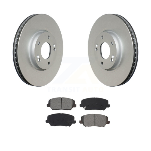 Image 1 of 10.. Front Coated Disc Brake Rotor Semi-Metallic Pad Kit For Kia Forte Forte5 Hyundai Veloster KGS-101917