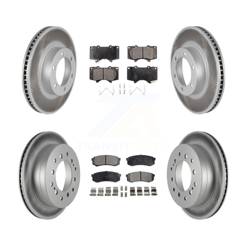 Image 1 of 10.. Front Rear Coated Disc Brake Rotor & Semi-Metallic Pad Kit For Toyota 4Runner Lexus GX470 KGF-102267