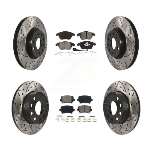 Image 1 de 10.. Rotor de frein à disque perforé à l'avant à l'arrière et ensemble de plaquettes semi-métalliques pour Audi A3 Quattro KDS-100269 2008