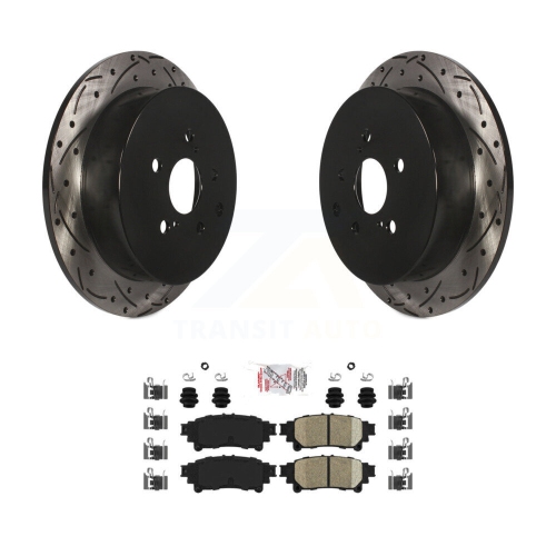 Image 1 of 10.. Rear Drill Slot Disc Brake Rotor Ceramic Pad Kit For Toyota Sienna Highlander Lexus RX350 KDA-102105