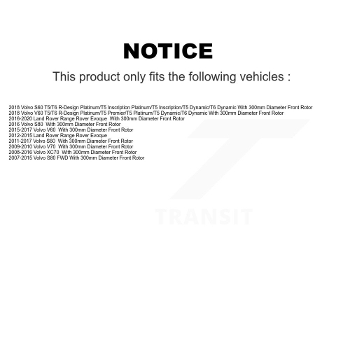 Front Brake Rotors Ceramic Pad Kit For Volvo Land Rover Range Evoque XC70 S60 V60 S80 V70 K8C-100267