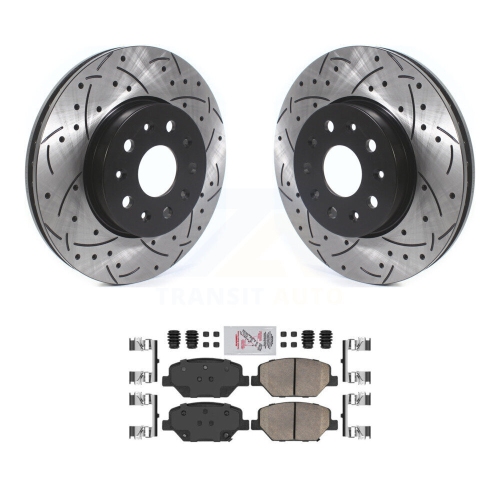 Image 1 de 10.. Kit de plaquettes en céramique pour rotor de frein à fente de perceuse avant pour Chevrolet Camaro sans étriers Brembo KDA-100247