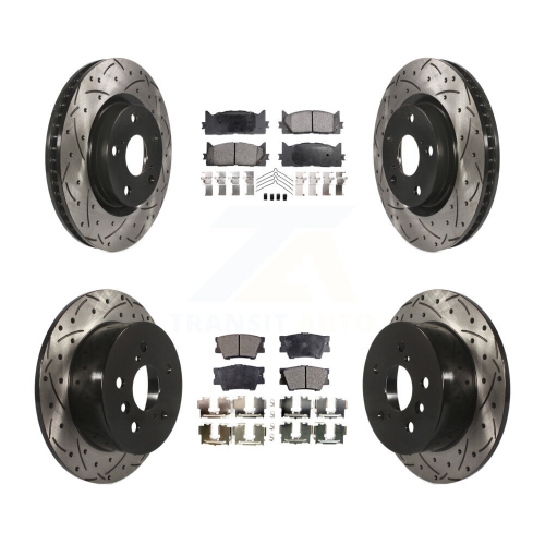 Image 1 de 10.. Disque de frein avant à fente forée à l'arrière et ensemble de plaquettes en céramique pour Toyota Camry Lexus ES350 Avalon KDT-100319