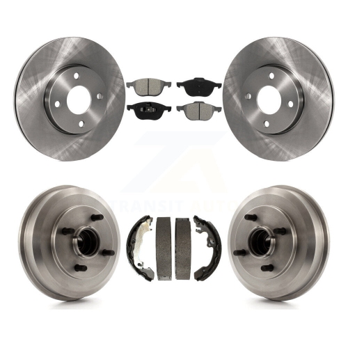 Image 1 of 10.. Front Rear Brake Rotor Semi-Metallic Pad & Drum Kit For Ford Focus Wheel Bearing Included K8S-103279