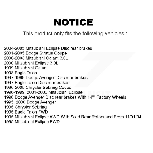 Kit de plaquettes semi-métalliques pour disque de frein arrière Sebring Mitsubishi Eclipse Eagle K8F-101641