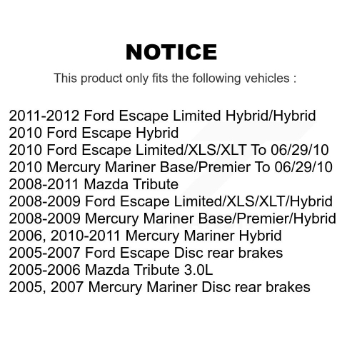 Disque de frein avant et plaquettes semi-métalliques pour Ford Escape Mazda Tribute Mercury Mariner K8F-100133