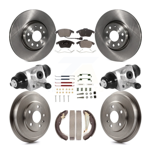 TRANSIT AUTO  Front Rear Brake Rotor Ceramic Pad & Drum Kit (9PC) for Volkswagen Jetta Rear Brakes K8T-102935